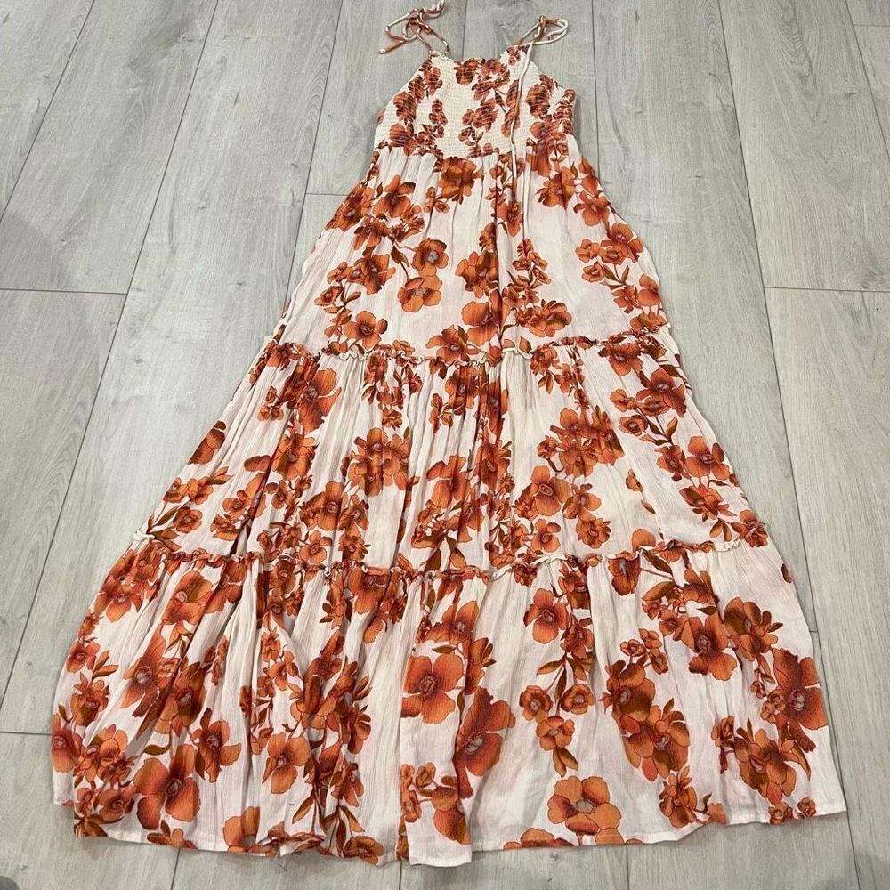 Free People Womens Garden Party Green Floral Print Maxi Dress size M